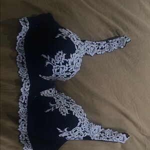 Elegant Black and White Lace Bra
